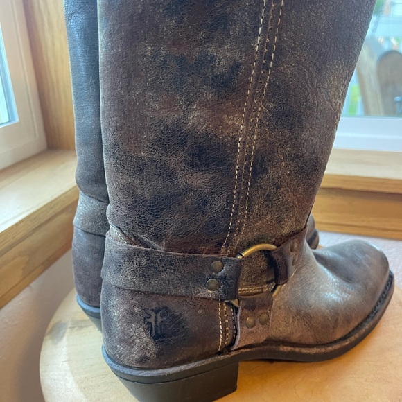 FRYE Harness 15R Brown Tall Knee High Biker Moto Motorcycle Boots - Picture 12 of 16